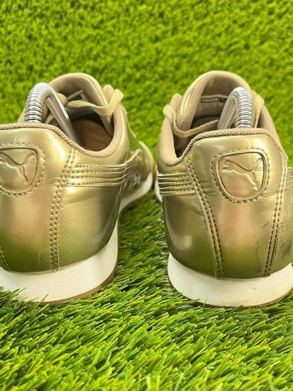 Puma Roma Patent Ano Gold Boys Size‎ 7Y Athletic Walking Leather Shoes Sneakers